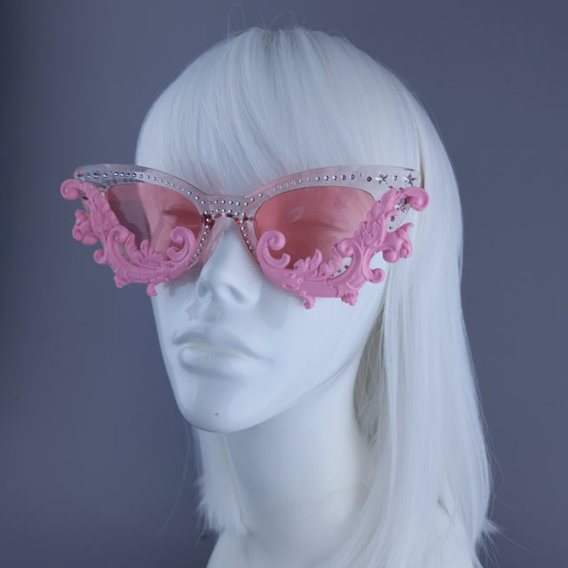 "Sabrina" Cat Eye Pink Filigree Sunglasses