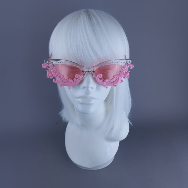 "Sabrina" Cat Eye Pink Filigree Sunglasses