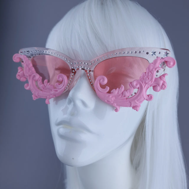 "Sabrina" Cat Eye Pink Filigree Sunglasses