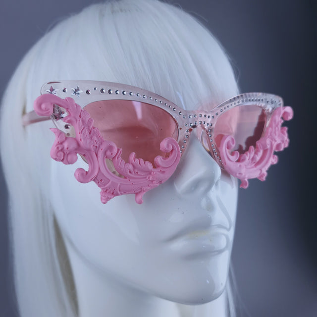 "Sabrina" Cat Eye Pink Filigree Sunglasses