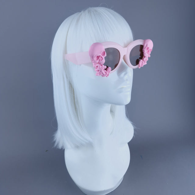 "Velika" Pastel Pink Filigree & Skull Sunglasses