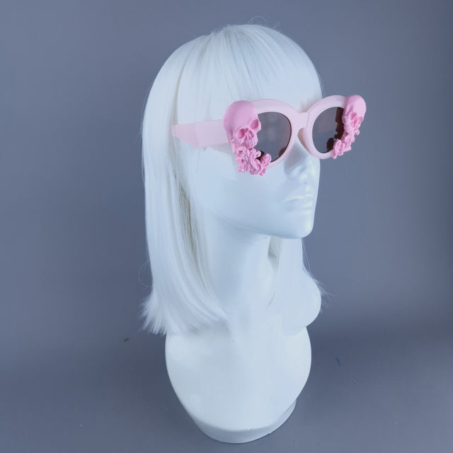 "Velika" Pastel Pink Filigree & Skull Sunglasses