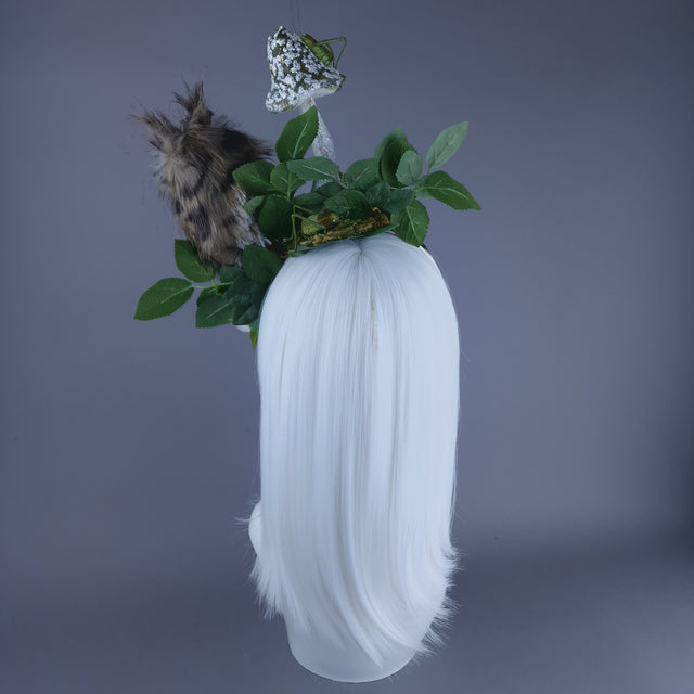 "Tawny" Autumn Owl, Rose, Pearl & Mushroom Headdress