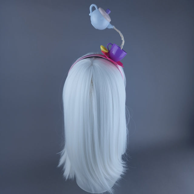 "Spill The Tea" White Teapot & Cup Headpiece
