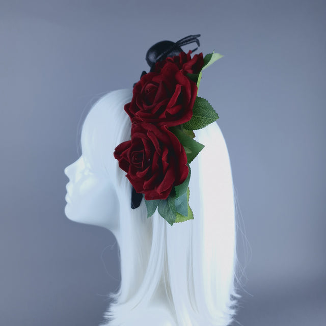 "Lolth" Black Glitter Spider, Filigree & Rose Headdress