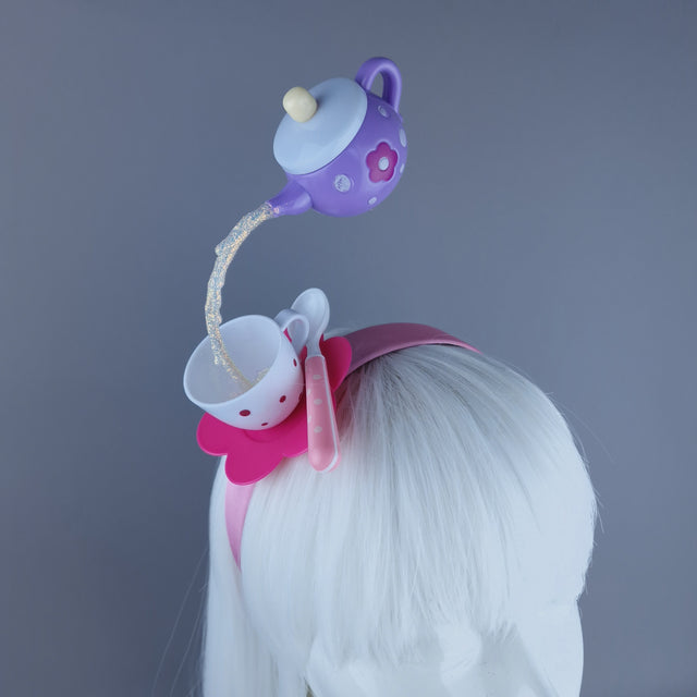 "Spill The Tea" Purple Teapot & Cup Headpiece