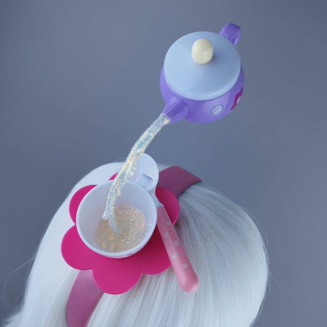 "Spill The Tea" Purple Teapot & Cup Headpiece