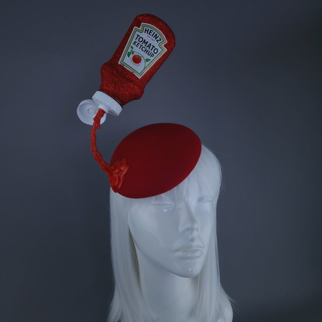 "Squeeze Me" Red Surreal Tomato Sauce Food Fascinator Hat