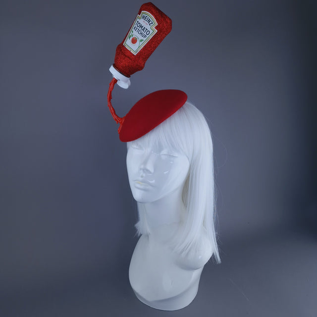 "Squeeze Me" Red Surreal Tomato Sauce Food Fascinator Hat