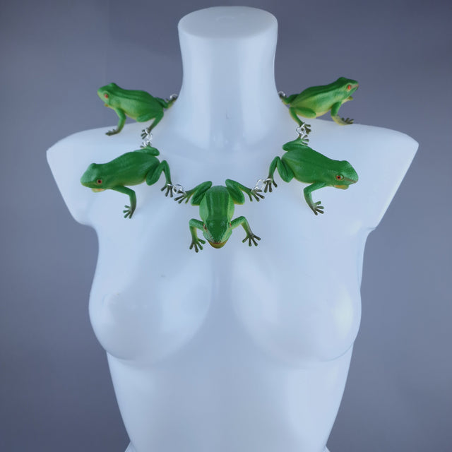 "Ribbit" Large Green Frog Neckpiece