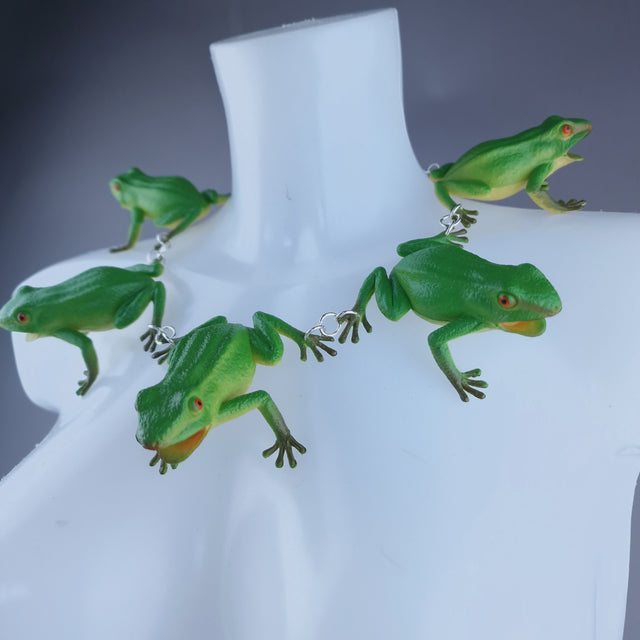 "Ribbit" Large Green Frog Neckpiece