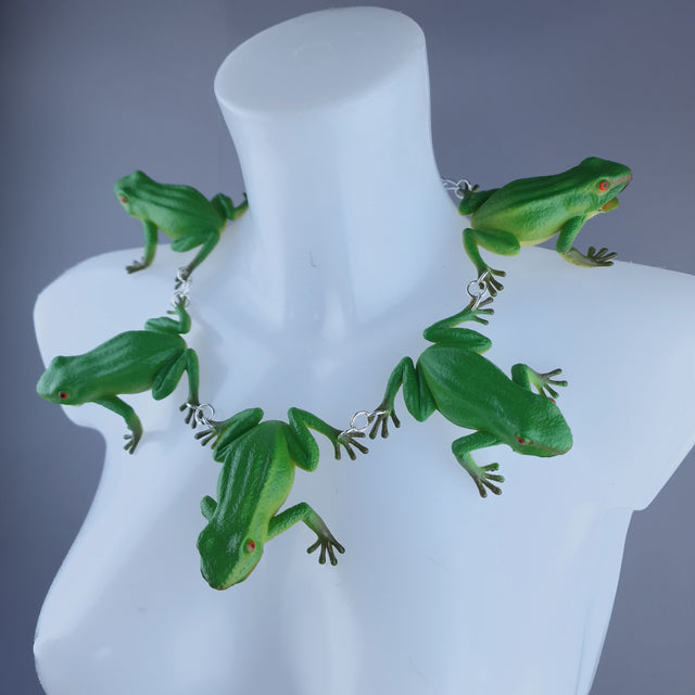 "Ribbit" Large Green Frog Neckpiece