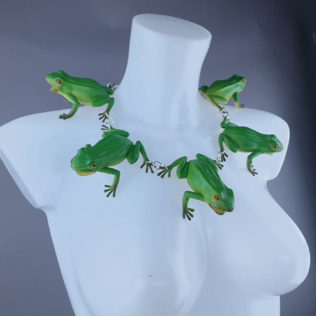 "Ribbit" Large Green Frog Neckpiece