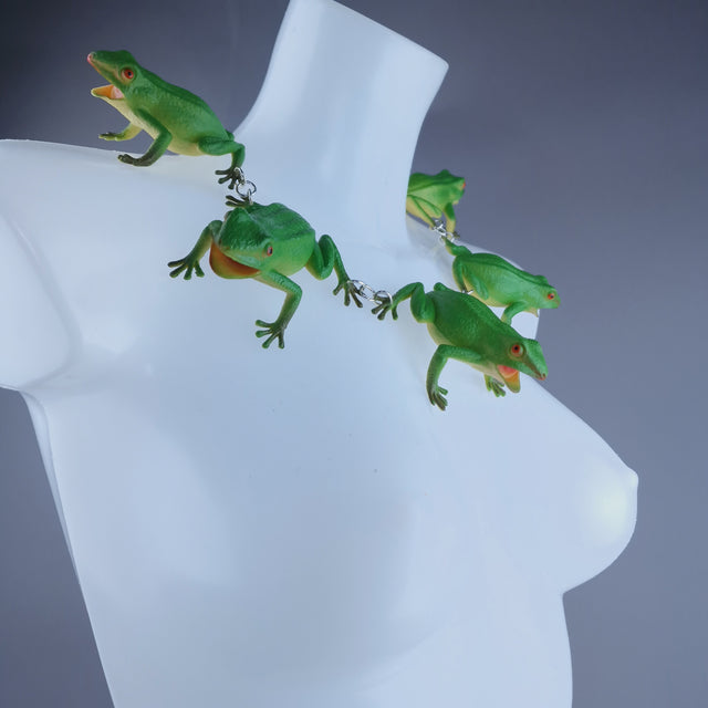 "Ribbit" Large Green Frog Neckpiece