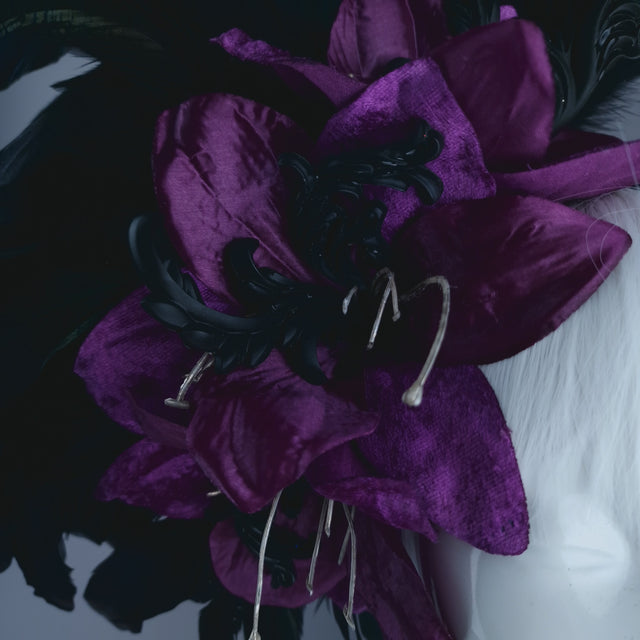 "Moloch" Purple Flower Feather & Filigree Headpiece