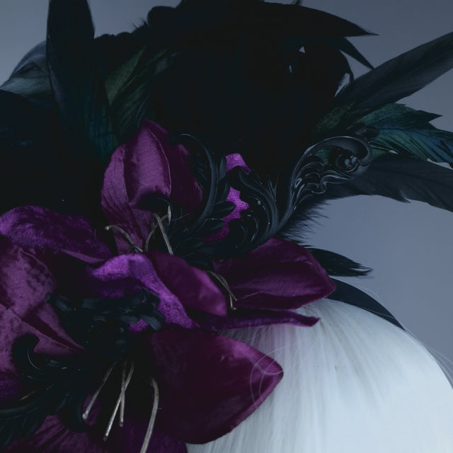 "Moloch" Purple Flower Feather & Filigree Headpiece