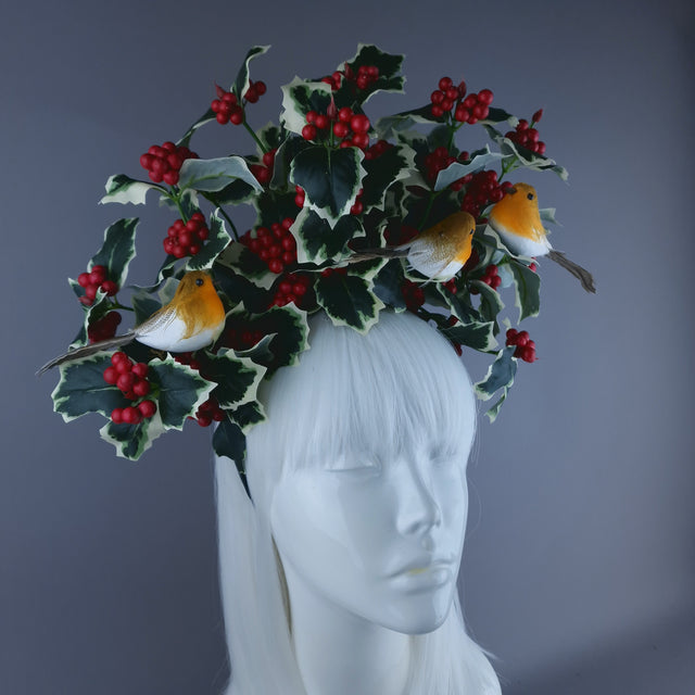 Large Holly & Robins Xmas Headdress