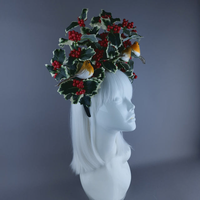 Large Holly & Robins Xmas Headdress