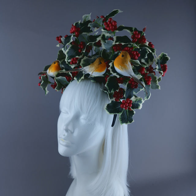 Large Holly & Robins Xmas Headdress
