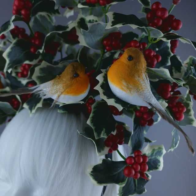 Large Holly & Robins Xmas Headdress