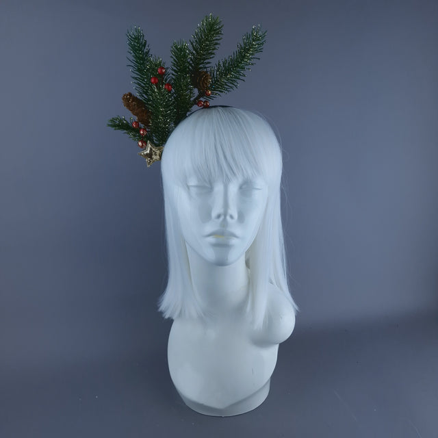 Glitter Pine Cone & Holly Star Xmas Headdress