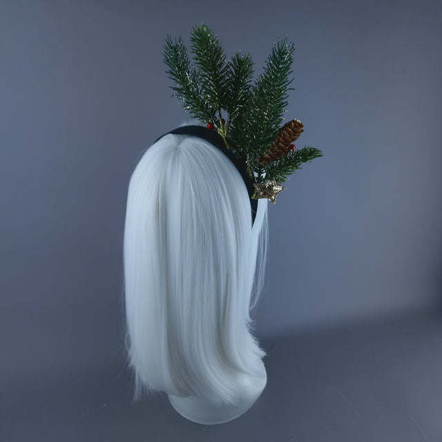 Glitter Pine Cone & Holly Star Xmas Headdress