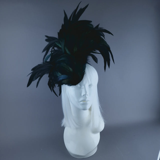 "Roo 3" Black Feather Headdress Fascinator Hat