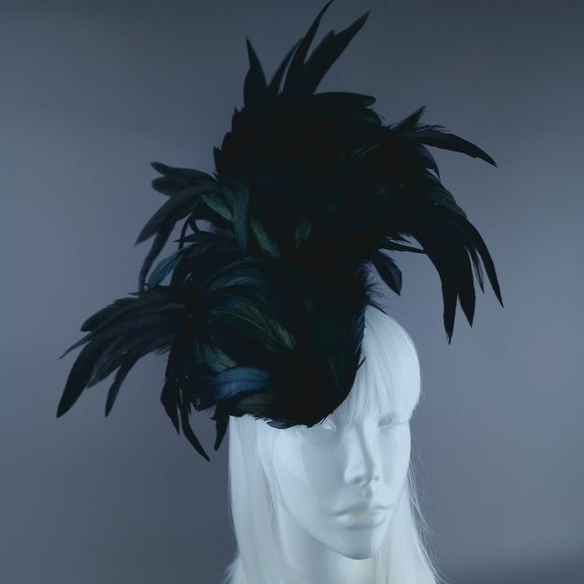 "Roo 3" Black Feather Headdress Fascinator Hat