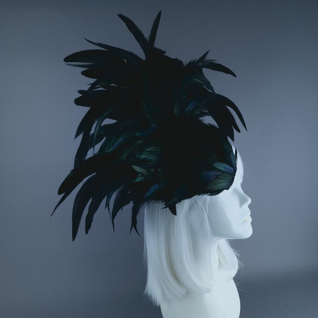"Roo 3" Black Feather Headdress Fascinator Hat
