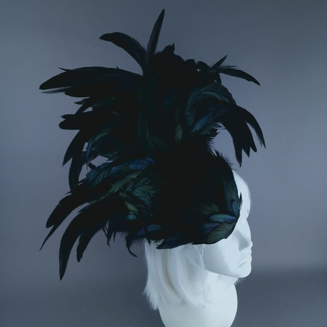 "Roo 3" Black Feather Headdress Fascinator Hat