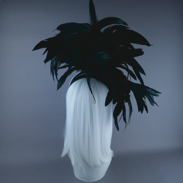 "Roo 3" Black Feather Headdress Fascinator Hat