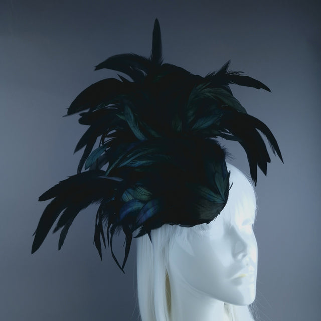 "Roo 3" Black Feather Headdress Fascinator Hat