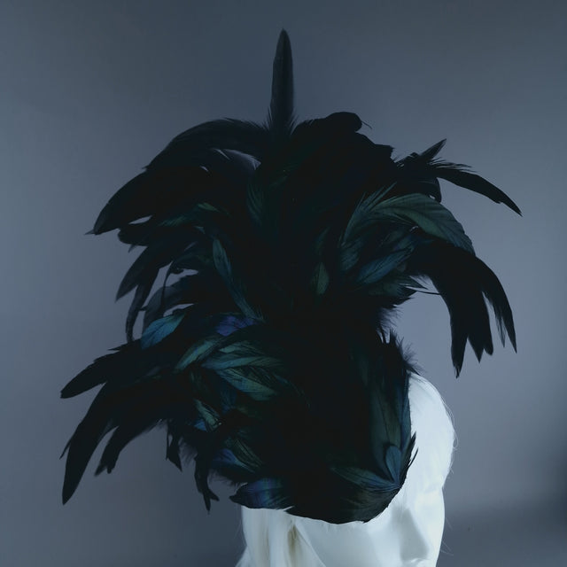 "Roo 3" Black Feather Headdress Fascinator Hat