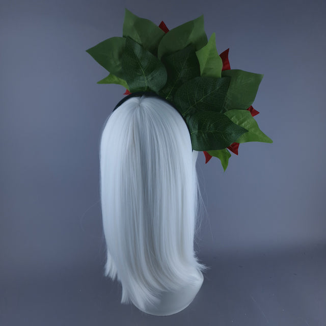 Large Red Poinsettia Xmas Headdress