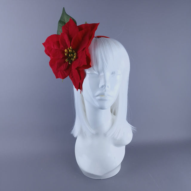 Red Poinsettia Xmas Headdress