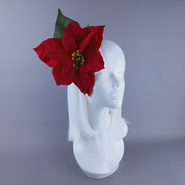Red Poinsettia Xmas Headdress