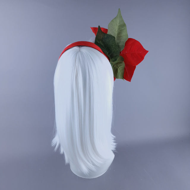 Red Poinsettia Xmas Headdress