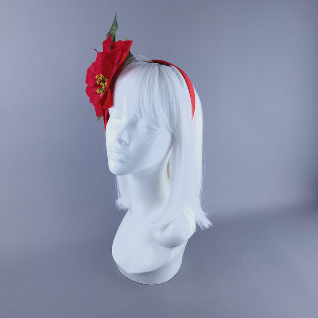 Red Poinsettia Xmas Headdress