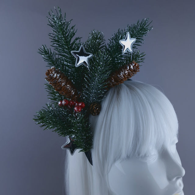 Pine Cones & Silver Star Xmas Headdress