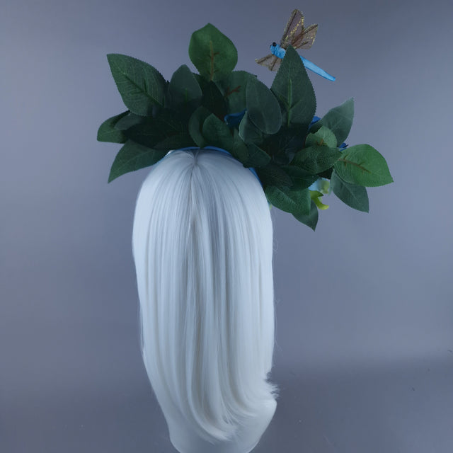 "Lulani" Blue Rose, Pearls & Insects Headdress