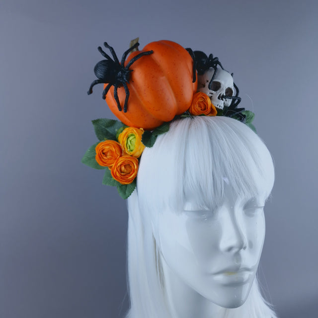 "Morvin" Pumpkin, Skull & Spider Headdress