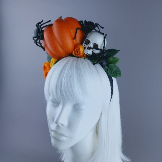 "Morvin" Pumpkin, Skull & Spider Headdress