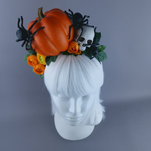 "Morvin" Pumpkin, Skull & Spider Headdress