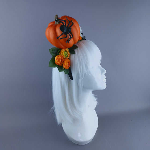 "Morvin" Pumpkin, Skull & Spider Headdress