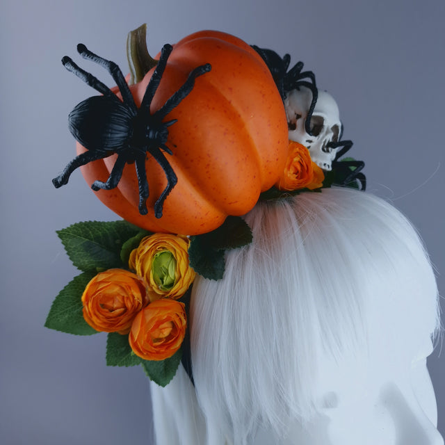 "Morvin" Pumpkin, Skull & Spider Headdress