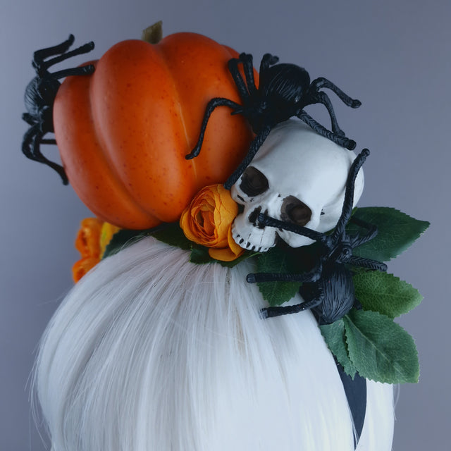 "Morvin" Pumpkin, Skull & Spider Headdress