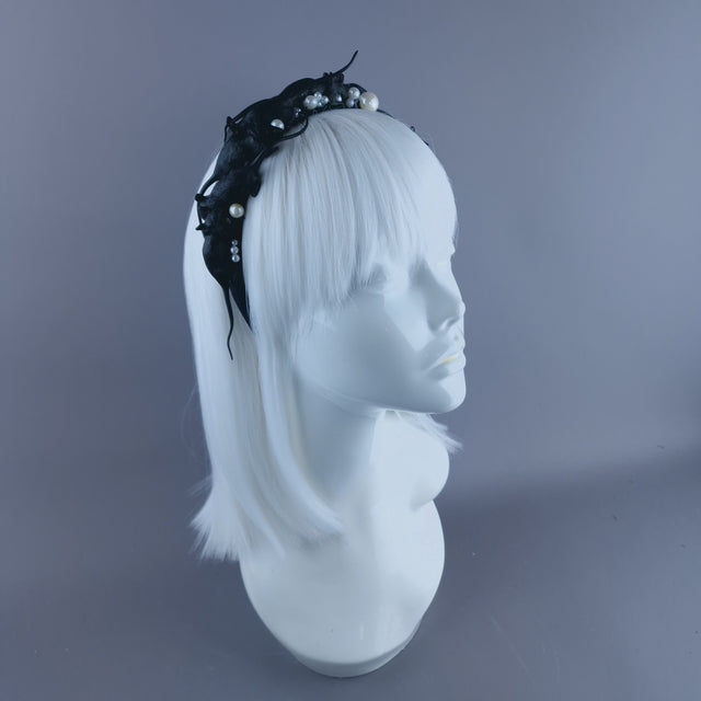 "Doon" Black Rats & Pearls Headdress