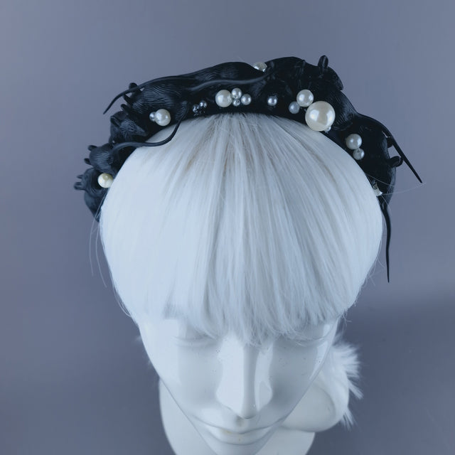 "Doon" Black Rats & Pearls Headdress