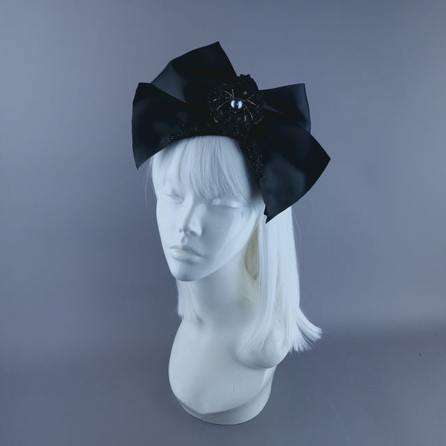 " Dinsmore" Black Bow, Spider & Filigree Vintage Style Headdress