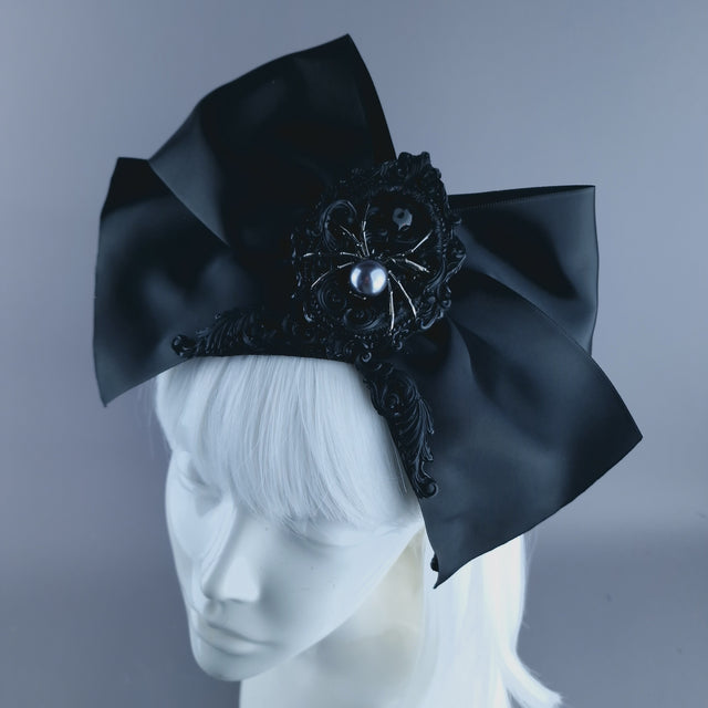 " Dinsmore" Black Bow, Spider & Filigree Vintage Style Headdress